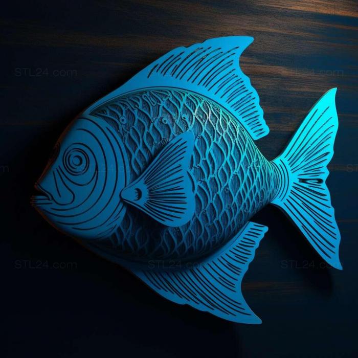 Nature and animals (Blue neon fish 4, NATURE_3984) 3D models for cnc